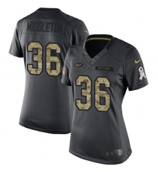 Women Nike New York Jets #36 Doug Middleton Limited Black 2016 Salute to Service NFL Jersey