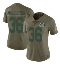 Women Nike New York Jets #36 Doug Middleton Limited Olive 2017 Salute to Service NFL Jersey