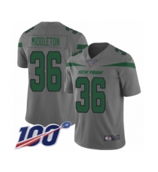 Youth New York Jets #36 Doug Middleton Limited Gray Inverted Legend 100th Season Football Jersey