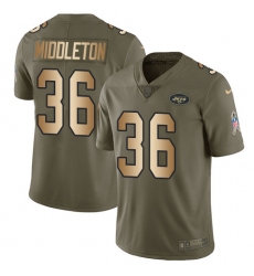 Youth Nike New York Jets #36 Doug Middleton Limited Olive Gold 2017 Salute to Service NFL Jersey