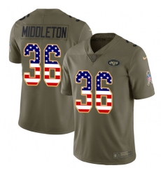 Youth Nike New York Jets #36 Doug Middleton Limited Olive USA Flag 2017 Salute to Service NFL Jersey