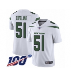 Men's New York Jets #51 Brandon Copeland White Vapor Untouchable Limited Player 100th Season Football Jersey