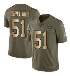 Men's Nike New York Jets #51 Brandon Copeland Limited Olive  Gold 2017 Salute to Service NFL Jersey