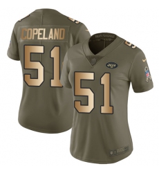 Women Nike New York Jets #51 Brandon Copeland Limited Olive Gold 2017 Salute to Service NFL Jersey