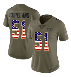 Women Nike New York Jets #51 Brandon Copeland Limited Olive USA Flag 2017 Salute to Service NFL Jersey