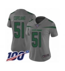 Women's New York Jets #51 Brandon Copeland Limited Gray Inverted Legend 100th Season Football Jersey