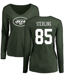 NFL Women's Nike New York Jets #85 Neal Sterling Green Name & Number Logo Long Sleeve T-Shirt