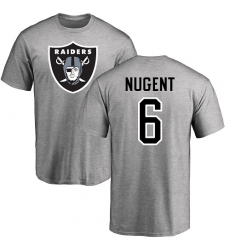 NFL Nike Oakland Raiders #6 Mike Nugent Ash Name & Number Logo T-Shirt