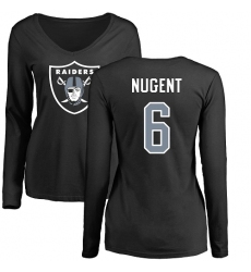 NFL Women's Nike Oakland Raiders #6 Mike Nugent Black Name & Number Logo Long Sleeve T-Shirt