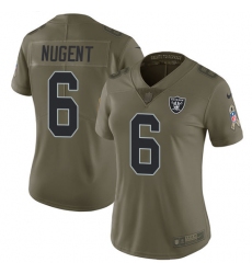 Women Nike Oakland Raiders #6 Mike Nugent Limited Olive 2017 Salute to Service NFL Jersey