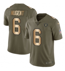 Youth Nike Oakland Raiders #6 Mike Nugent Limited Olive Gold 2017 Salute to Service NFL Jersey