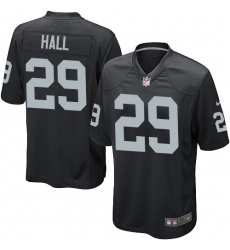 Men's Nike Oakland Raiders #29 Leon Hall Game Black Team Color NFL Jersey