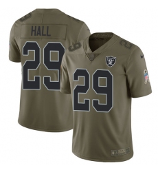 Men's Nike Oakland Raiders #29 Leon Hall Limited Olive 2017 Salute to Service NFL Jersey