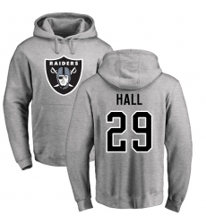 NFL Nike Oakland Raiders #29 Leon Hall Ash Name & Number Logo Pullover Hoodie
