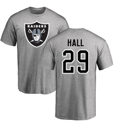 NFL Nike Oakland Raiders #29 Leon Hall Ash Name & Number Logo T-Shirt