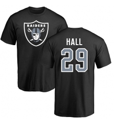 NFL Nike Oakland Raiders #29 Leon Hall Black Name & Number Logo T-Shirt