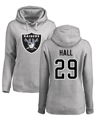 NFL Women's Nike Oakland Raiders #29 Leon Hall Ash Name & Number Logo Pullover Hoodie