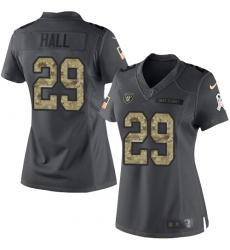 Women Nike Oakland Raiders #29 Leon Hall Limited Black 2016 Salute to Service NFL Jersey