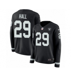 Women's Nike Oakland Raiders #29 Leon Hall Limited Black Therma Long Sleeve NFL Jersey