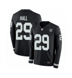 Youth Nike Oakland Raiders #29 Leon Hall Limited Black Therma Long Sleeve NFL Jersey