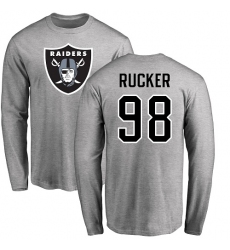 NFL Nike Oakland Raiders #98 Frostee Rucker Ash Name & Number Logo Long Sleeve T-Shirt