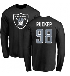 NFL Nike Oakland Raiders #98 Frostee Rucker Black Name & Number Logo Long Sleeve T-Shirt