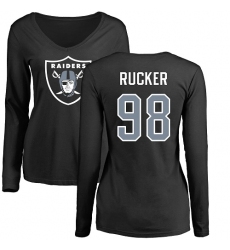 NFL Women's Nike Oakland Raiders #98 Frostee Rucker Black Name & Number Logo Long Sleeve T-Shirt