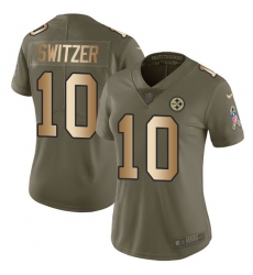 Women Nike Pittsburgh Steelers #10 Ryan Switzer Limited Olive Gold 2017 Salute to Service NFL Jersey