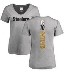 Women's Nike Pittsburgh Steelers #10 Ryan Switzer Ash Backer V-Neck T-Shirt