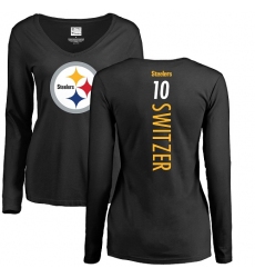 Women's Nike Pittsburgh Steelers #10 Ryan Switzer Black Backer Slim Fit Long Sleeve T-Shirt