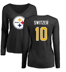 Women's Nike Pittsburgh Steelers #10 Ryan Switzer Black Name & Number Logo Slim Fit Long Sleeve T-Shirt
