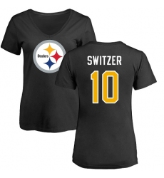 Women's Nike Pittsburgh Steelers #10 Ryan Switzer Black Name & Number Logo Slim Fit T-Shirt