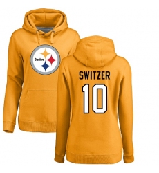 Women's Nike Pittsburgh Steelers #10 Ryan Switzer Gold Name & Number Logo Pullover Hoodie