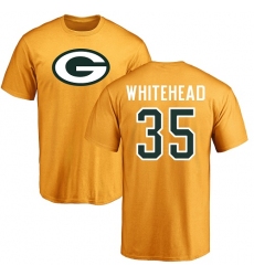 NFL Nike Green Bay Packers #35 Jermaine Whitehead Gold Name & Number Logo T-Shirt