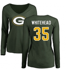 NFL Women's Nike Green Bay Packers #35 Jermaine Whitehead Green Name & Number Logo Long Sleeve T-Shirt