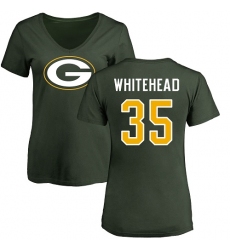 NFL Women's Nike Green Bay Packers #35 Jermaine Whitehead Green Name & Number Logo T-Shirt