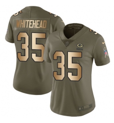 Women's Nike Green Bay Packers #35 Jermaine Whitehead Limited Olive Gold 2017 Salute to Service NFL Jersey