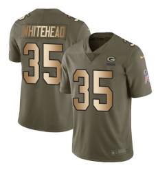 Youth Nike Green Bay Packers #35 Jermaine Whitehead Limited Olive Gold 2017 Salute to Service NFL Jersey