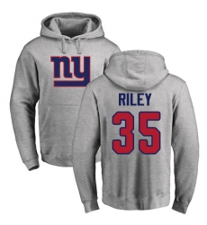 NFL Nike New York Giants #35 Curtis Riley Ash Name & Number Logo Pullover Hoodie