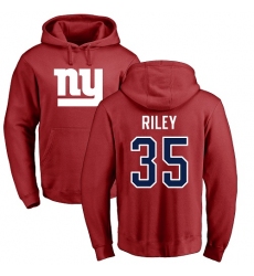 NFL Nike New York Giants #35 Curtis Riley Red Name & Number Logo Pullover Hoodie