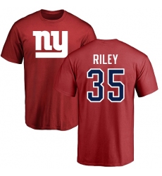 NFL Nike New York Giants #35 Curtis Riley Red Name & Number Logo T-Shirt
