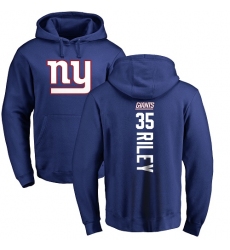 NFL Nike New York Giants #35 Curtis Riley Royal Blue Backer Pullover Hoodie