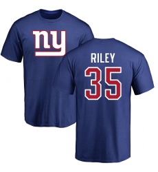 NFL Nike New York Giants #35 Curtis Riley Royal Blue Name & Number Logo T-Shirt