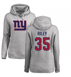 NFL Women's Nike New York Giants #35 Curtis Riley Ash Name & Number Logo Pullover Hoodie