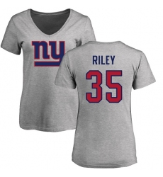 NFL Women's Nike New York Giants #35 Curtis Riley Ash Name & Number Logo T-Shirt