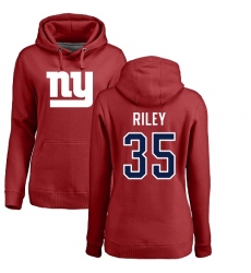 NFL Women's Nike New York Giants #35 Curtis Riley Red Name & Number Logo Pullover Hoodie