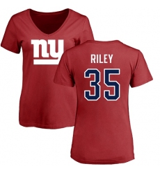 NFL Women's Nike New York Giants #35 Curtis Riley Red Name & Number Logo T-Shirt