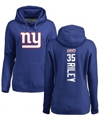 NFL Women's Nike New York Giants #35 Curtis Riley Royal Blue Backer Pullover Hoodie