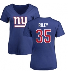 NFL Women's Nike New York Giants #35 Curtis Riley Royal Blue Name & Number Logo T-Shirt