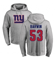 NFL Nike New York Giants #53 Connor Barwin Ash Name & Number Logo Pullover Hoodie